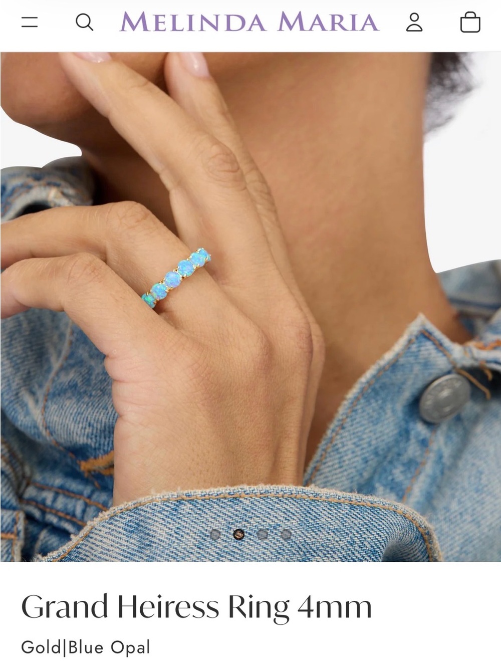 Melinda Maria Grand Heiress Blue Opal Gold-Plated Women’s Eternity Band, sz 8 - Picture 3 of 7